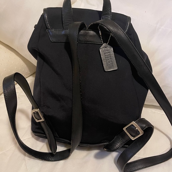 Coach microfiber with leather trim backpack - Picture 2 of 7